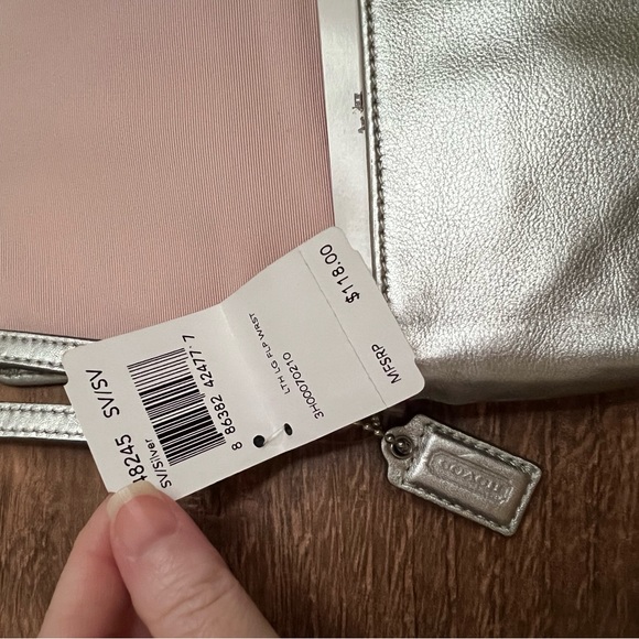 Coach Silver Leather Clutch with Wrist Strap NWT - Picture 4 of 4